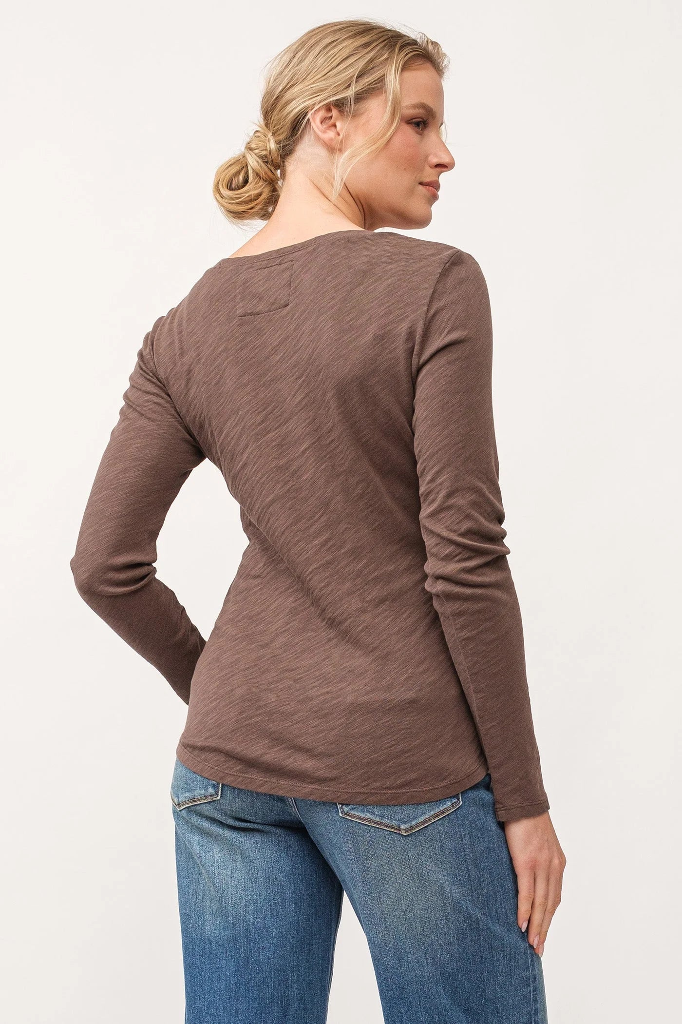 Alina V Neck Long Sleeve Tee - Olive by Dear John — view 3