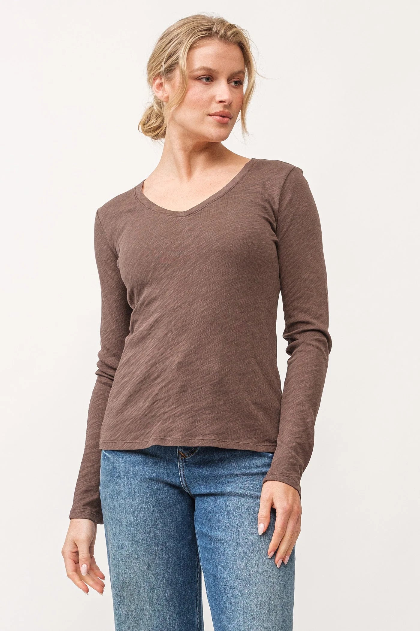 Alina V Neck Long Sleeve Tee - Olive by Dear John | 25 South Boutiques