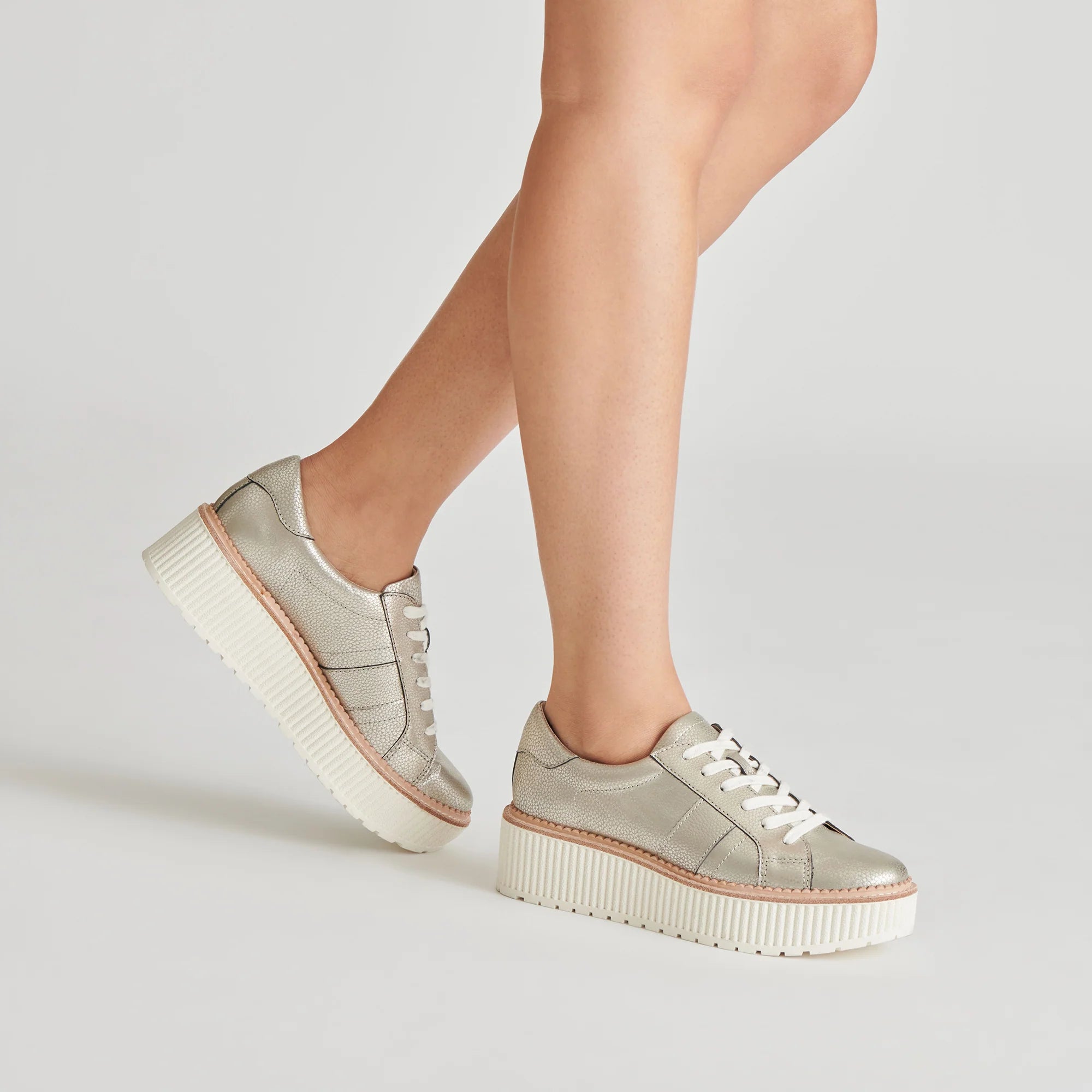 Tiger Sneakers - Light Gold Leather by Dolce Vita — view 3