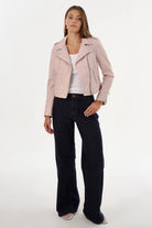 Donna Leather Biker Jacket - Pink Denim by LAMARQUE — view 7