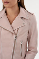 Donna Leather Biker Jacket - Pink Denim by LAMARQUE — view 4