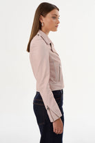 Donna Leather Biker Jacket - Pink Denim by LAMARQUE — view 5