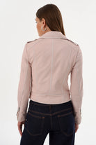 Donna Leather Biker Jacket - Pink Denim by LAMARQUE — view 6