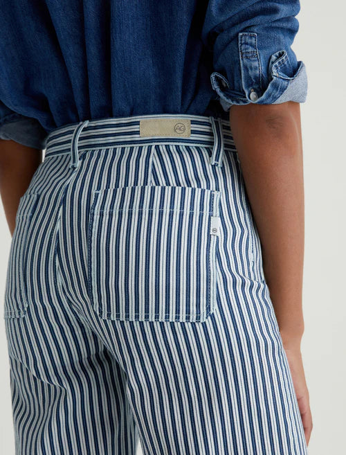 Kassie High-Rise Wide Leg Crop - Nordic Stripe Indigo Multi by Adriano Goldschmied AG — view 5