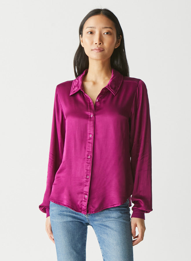 Meredith Button Down Blouse - Berry by Michael Stars | 25 South Boutiques