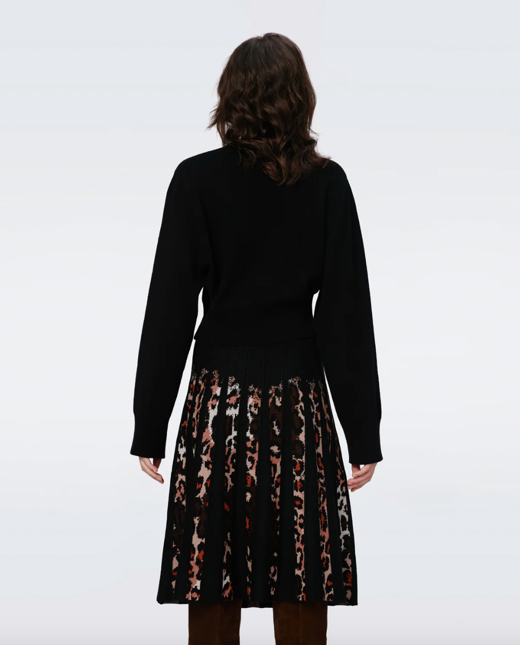 Hutch Knit Jacquard Skirt - Tiny Jungle Cat Black by Diane Von Furstenberg DVF — view 5