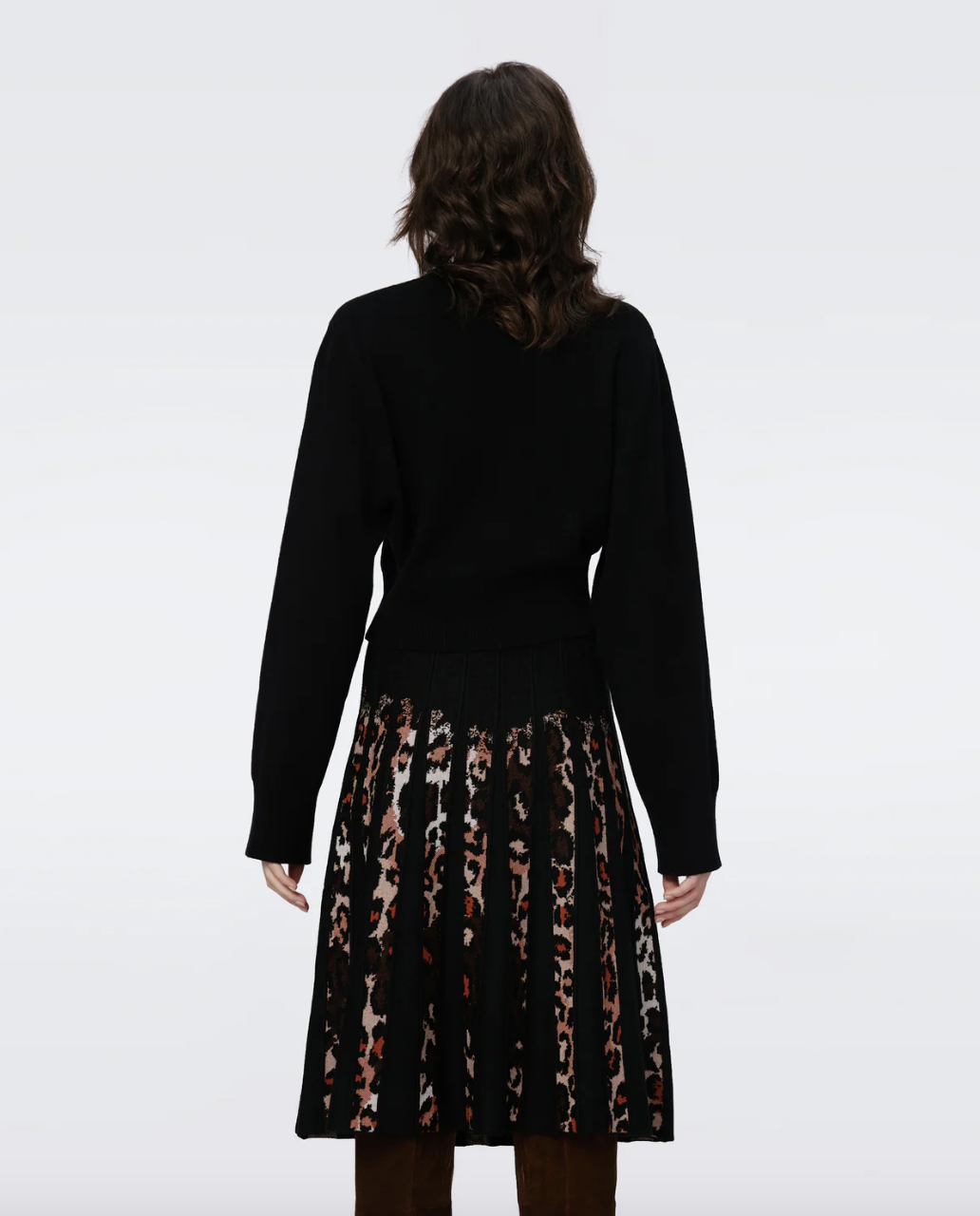 Hutch Knit Jacquard Skirt - Tiny Jungle Cat Black by Diane Von Furstenberg DVF — view 5