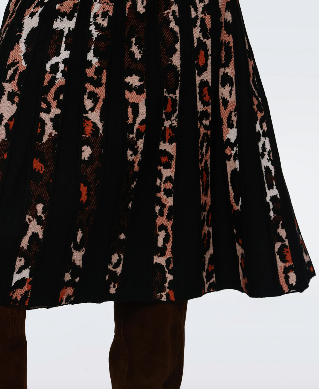 Hutch Knit Jacquard Skirt - Tiny Jungle Cat Black by Diane Von Furstenberg DVF — view 3