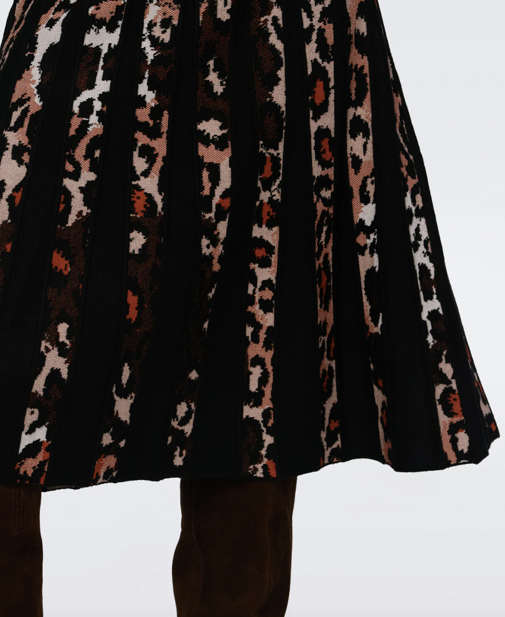 Hutch Knit Jacquard Skirt - Tiny Jungle Cat Black by Diane Von Furstenberg DVF — view 3