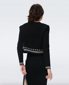 Brogan Knit Jacquard Cardigan - Black Stud by Diane Von Furstenberg DVF — view 4