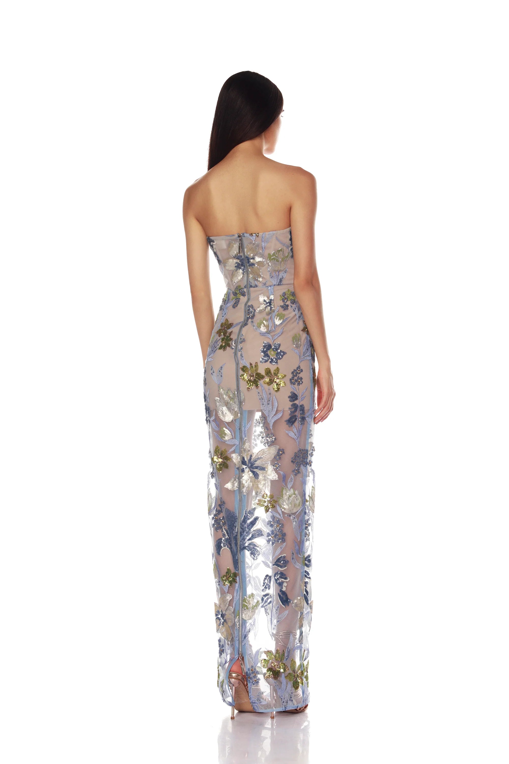 Dahlia Maxi Dress - Baby Blue Multi by Bronx And Banco — view 3