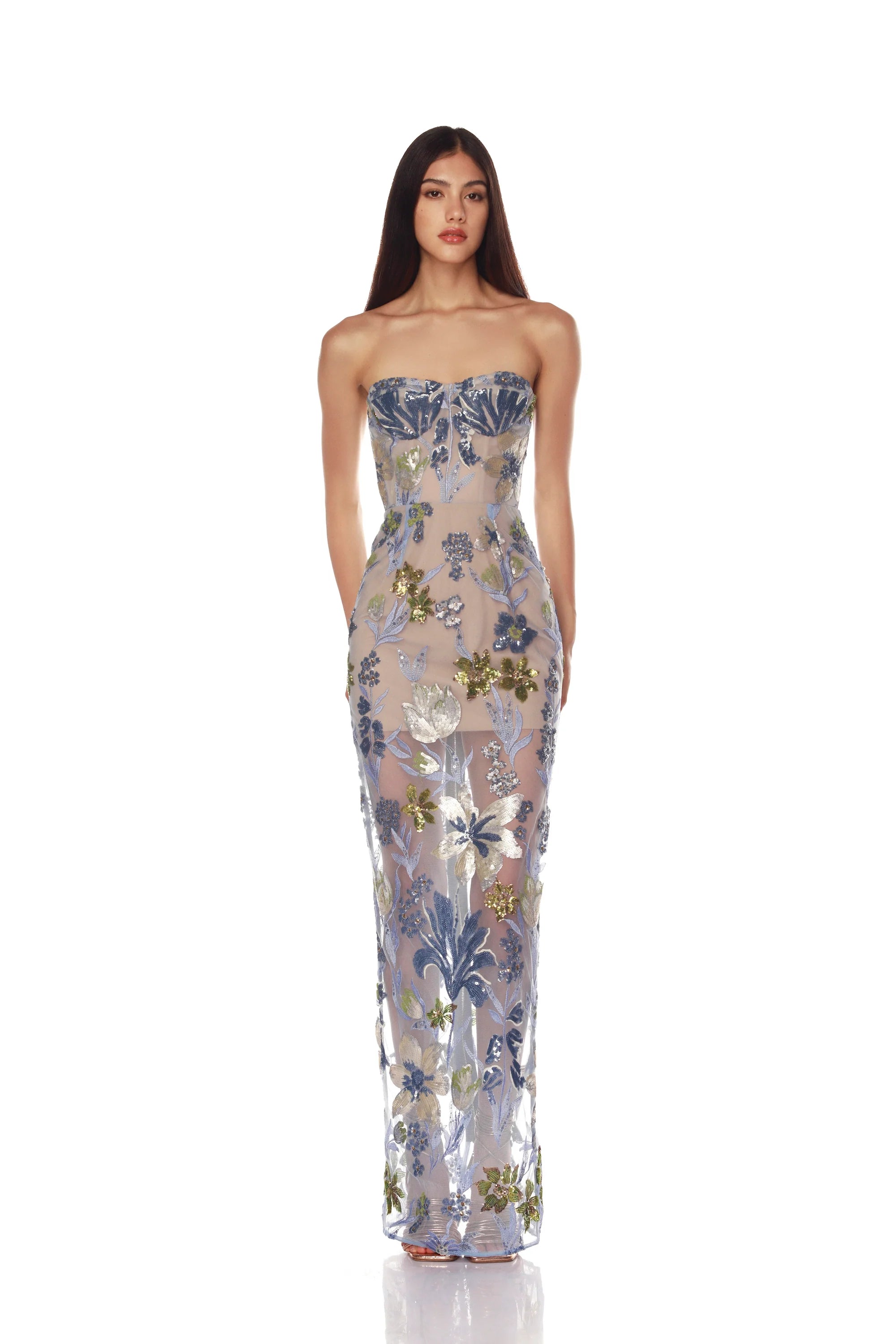 Dahlia Maxi Dress - Baby Blue Multi by Bronx And Banco | 25 South Boutiques