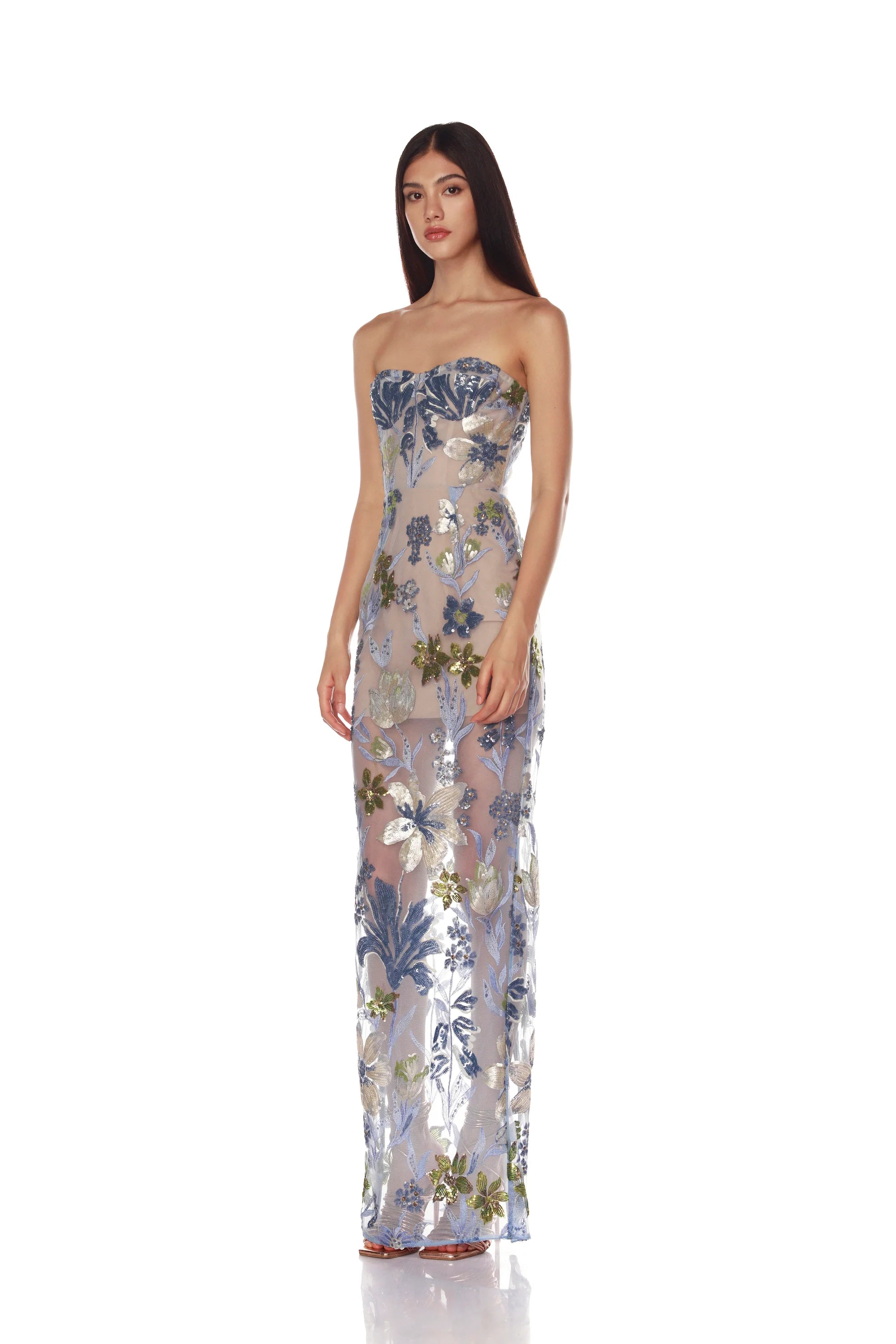 Dahlia Maxi Dress - Baby Blue Multi by Bronx And Banco — alternate view