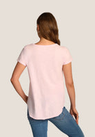 Short Sleeve Deep V Tee - Blush by Dylan — view 3