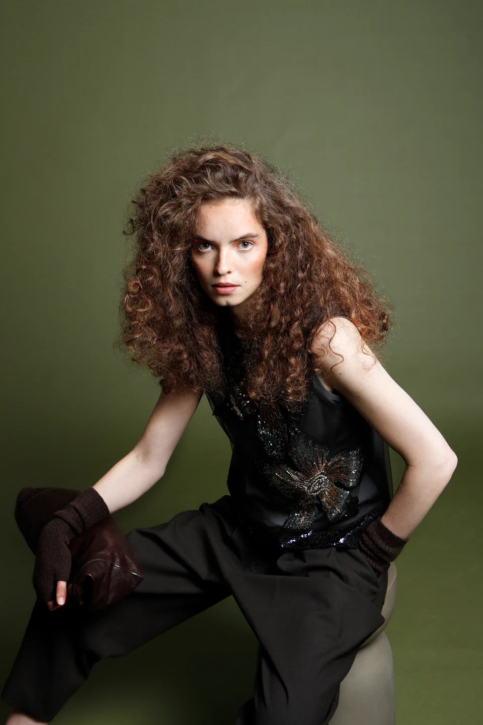 Floral Éclat Tulle Top - Berry by Psophia — view 4