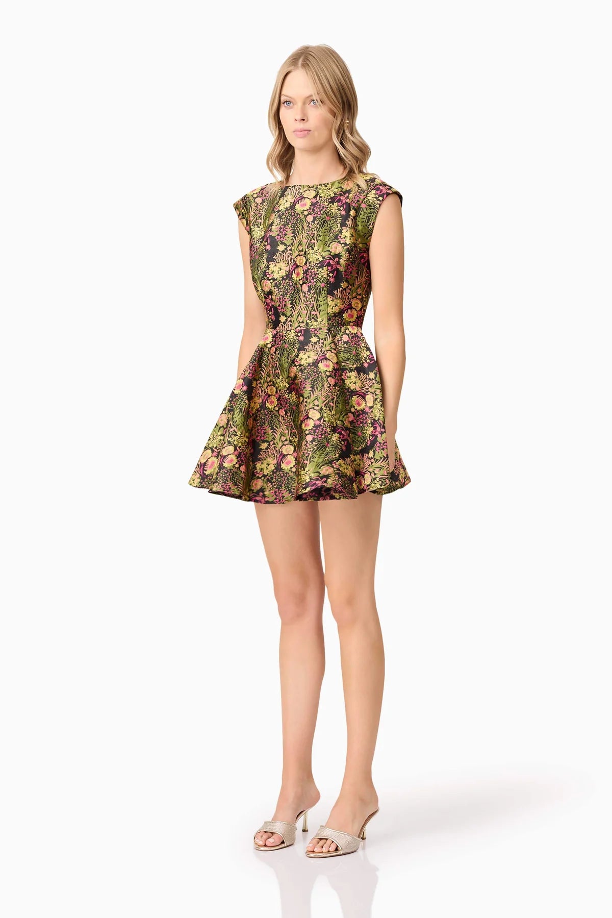 Cindy A-Line Mini Dress - Black Floral by Elliatt — view 4