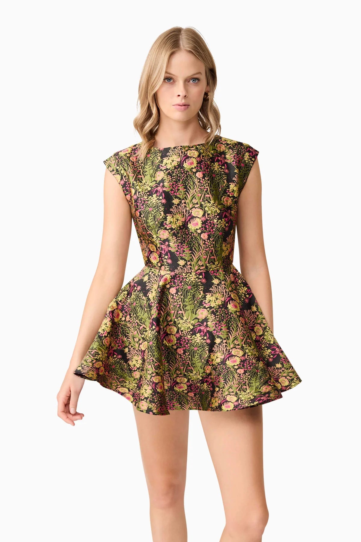 Cindy A-Line Mini Dress - Black Floral by Elliatt — alternate view