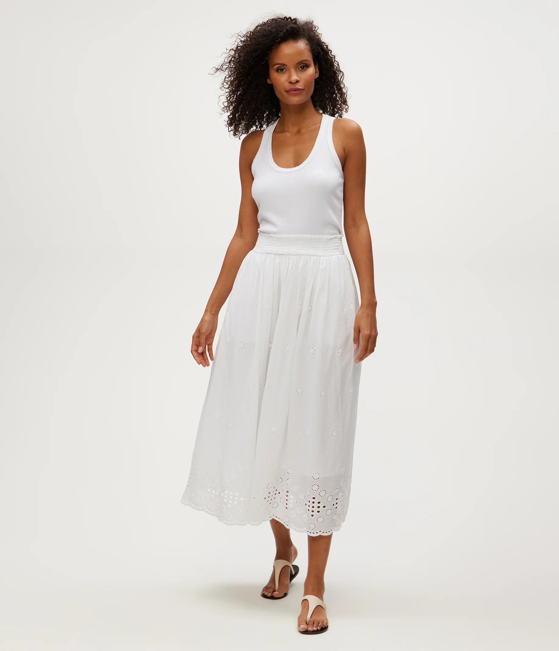 Grace Eyelet Midi Skirt - White by Michael Stars | 25 South Boutiques