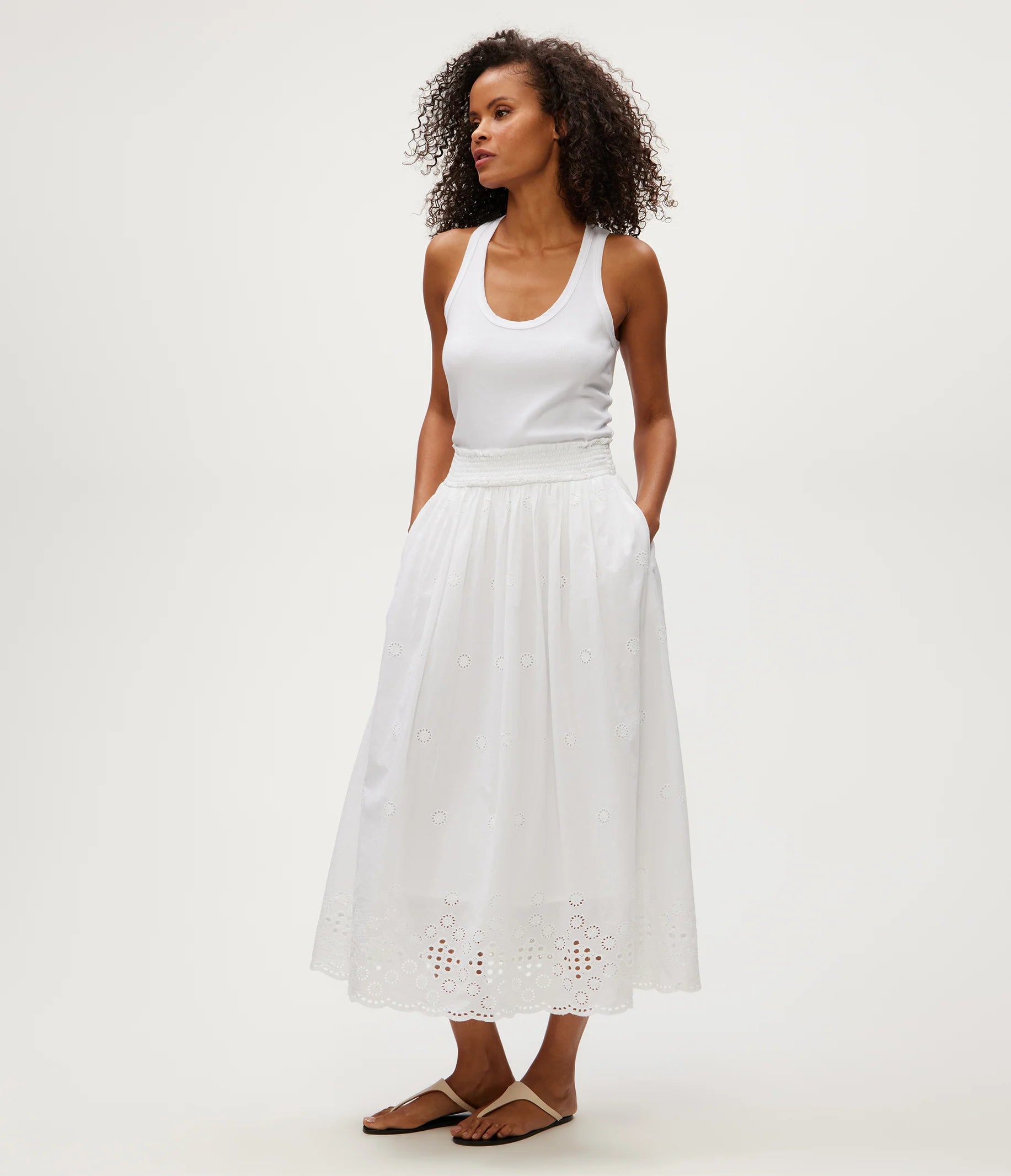 Grace Eyelet Midi Skirt - White by Michael Stars — alternate view