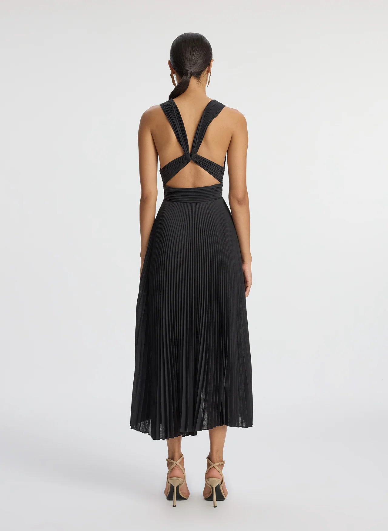 Everly Pleated Midi Dress - Black by A.L.C — alternate view