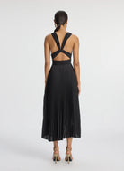 Everly Pleated Midi Dress - Black by A.L.C — alternate view
