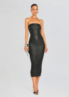 Adalaide Coated Midi Dress - Black by SER.O.YA | 25 South Boutiques