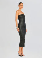 Adalaide Coated Midi Dress - Black by SER.O.YA — view 3