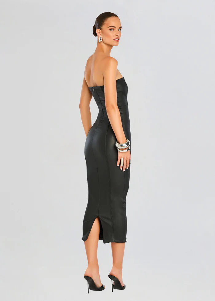 Adalaide Coated Midi Dress - Black by SER.O.YA — view 4