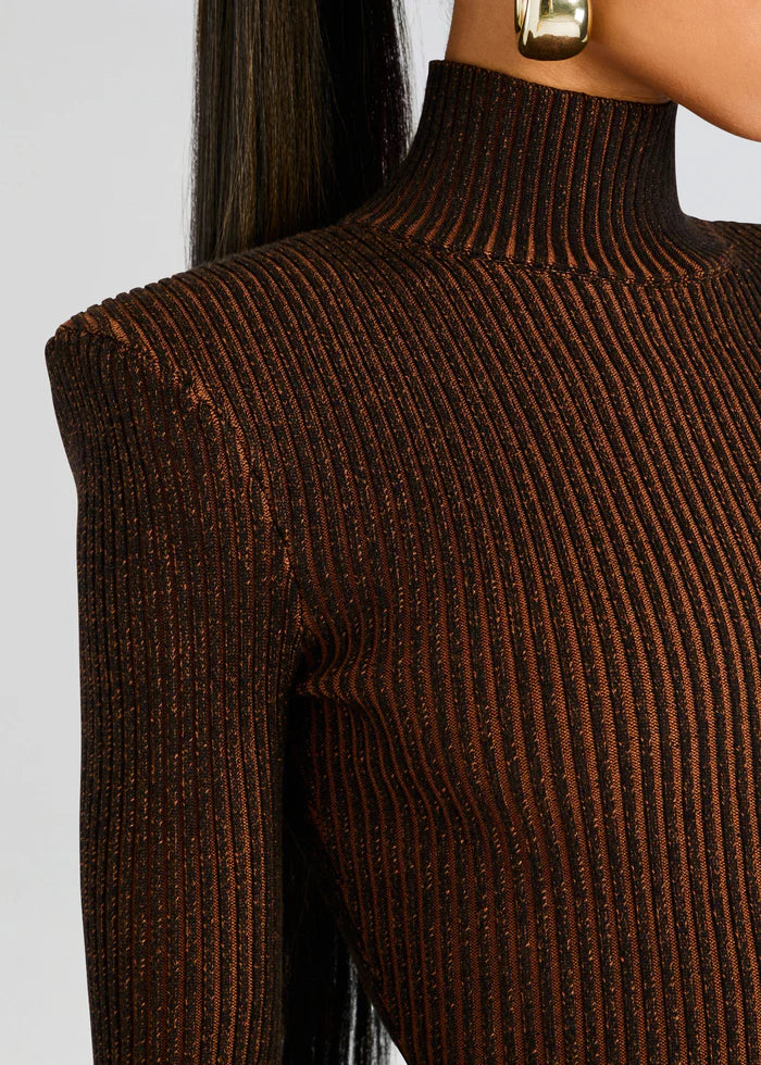 Moda Rib Knit Mini Dress - Camel Black by SER.O.YA — view 3