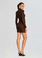 Moda Rib Knit Mini Dress - Camel Black by SER.O.YA — view 5