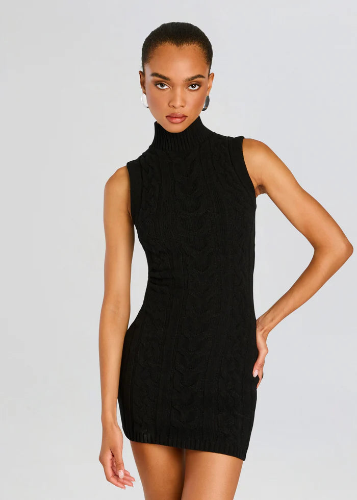 Julissa Cable Knit MIni Dress - Black by SER.O.YA — alternate view