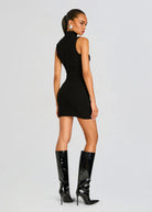 Julissa Cable Knit MIni Dress - Black by SER.O.YA — view 4