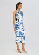 Gabi Midi Dress - White Blue by Rococo Sand — view 4