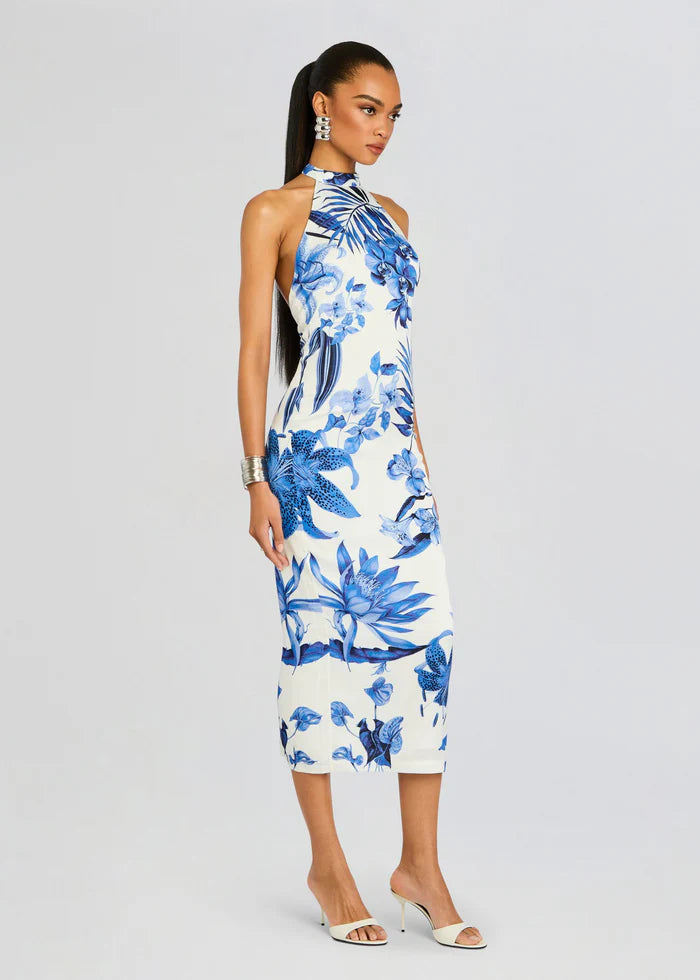 Gabi Midi Dress - White Blue by Rococo Sand — view 4