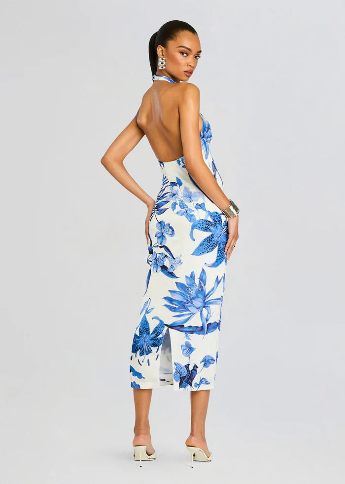 Gabi Midi Dress - White Blue by Rococo Sand — alternate view