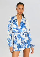 Gabi Long Sleeve Mini Dress - White Blue by Rococo Sand — alternate view