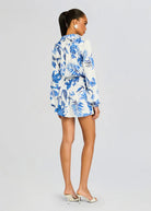 Gabi Long Sleeve Mini Dress - White Blue by Rococo Sand — view 5