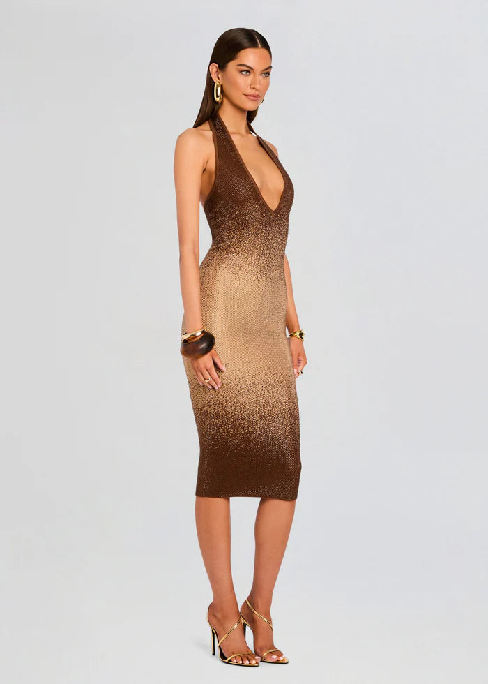 Aviana Embellished Knit Dress - Nude Chestnut by Retrofête — view 3