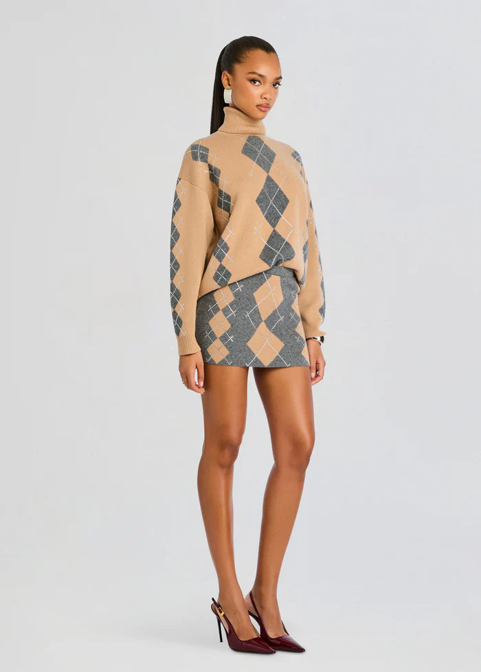 Alberte Embellished Sweater - Latte Dusk by Retrofête — view 4