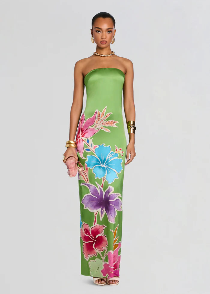 Vivi Silk Dress - Kiwi Hibiscus Floral by Retrofête | 25 South Boutiques
