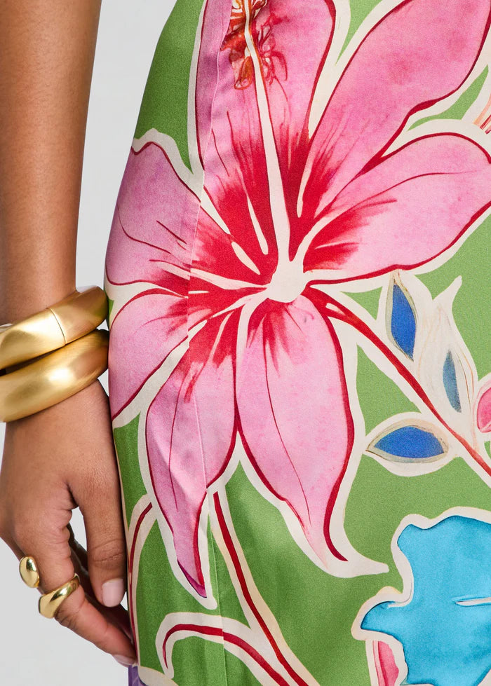 Vivi Silk Dress - Kiwi Hibiscus Floral by Retrofête — view 3