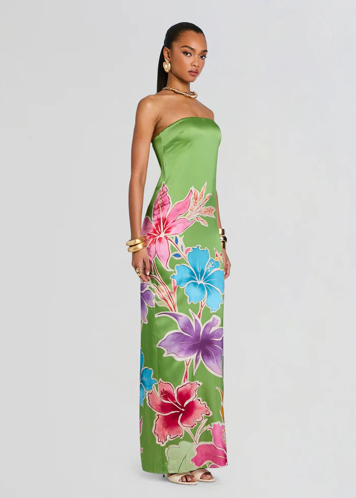 Vivi Silk Dress - Kiwi Hibiscus Floral by Retrofête — view 4
