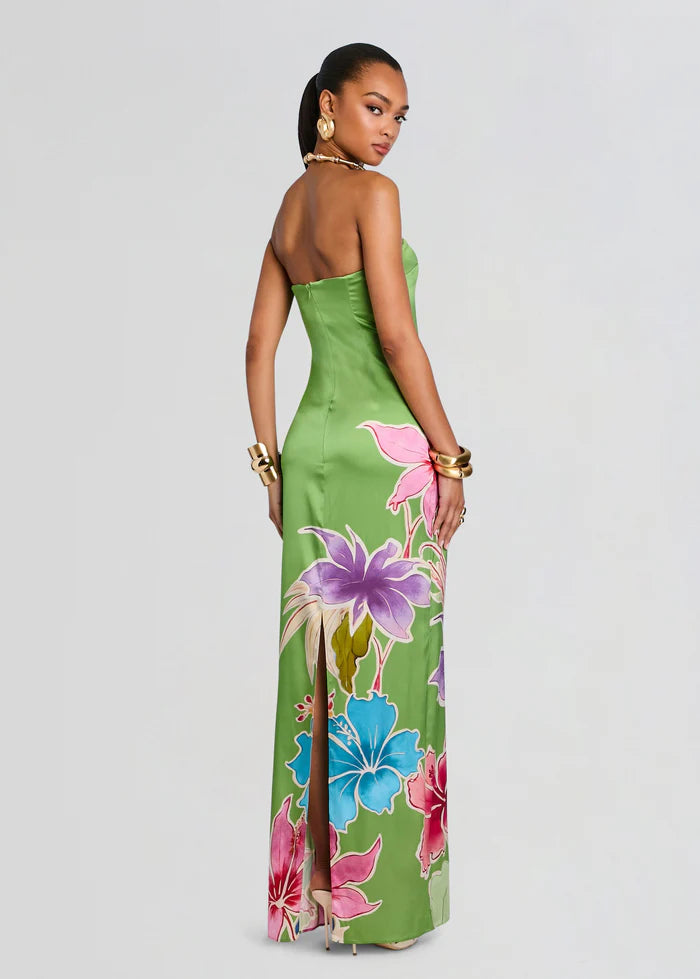 Vivi Silk Dress - Kiwi Hibiscus Floral by Retrofête — alternate view