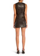 Aria Vegan Leather Mini Dress - Ash Brown by SER.O.YA — view 3