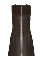 Aria Vegan Leather Mini Dress - Ash Brown by SER.O.YA — view 4