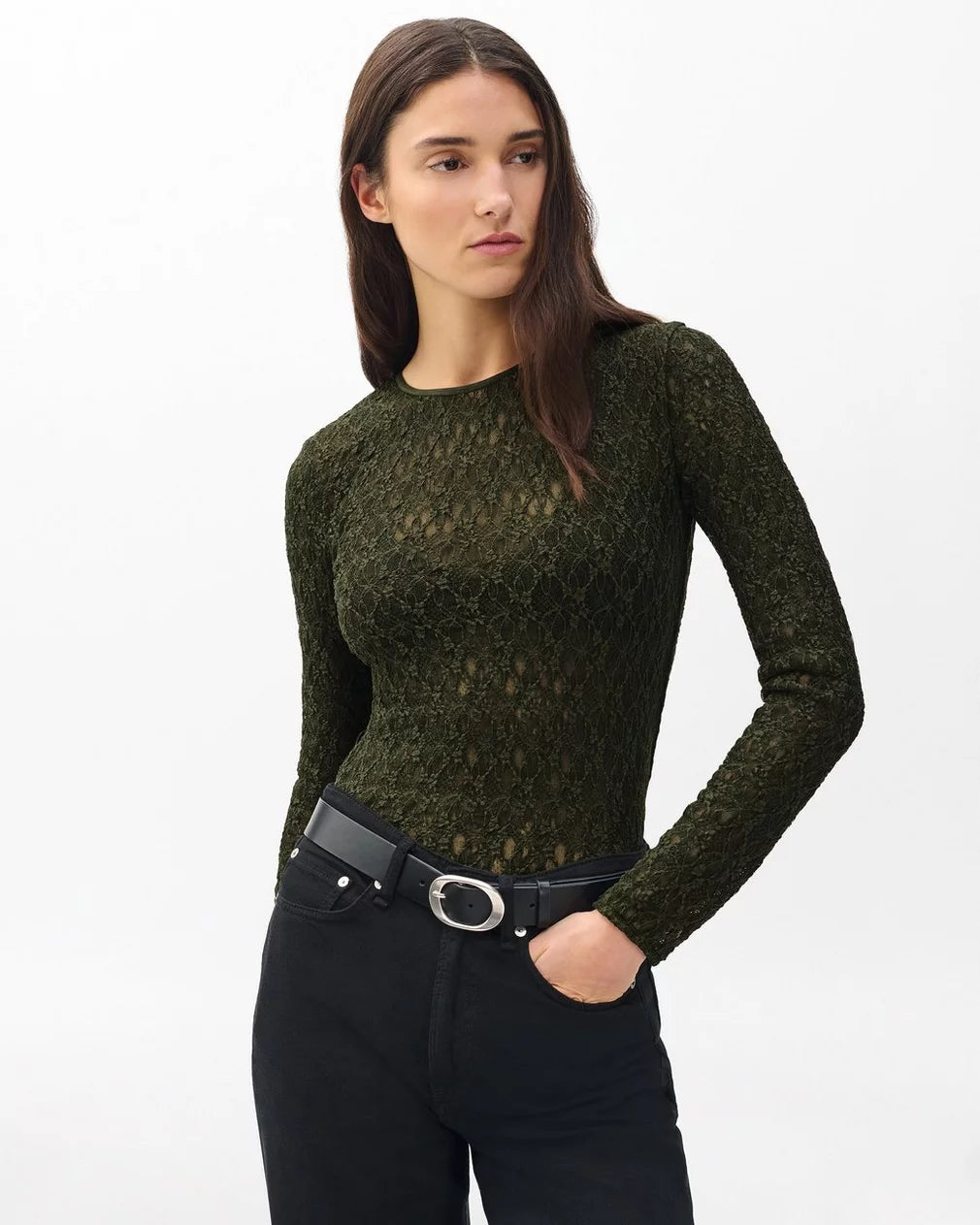 Ellie Lace Top - Army by Rag & Bone — view 3