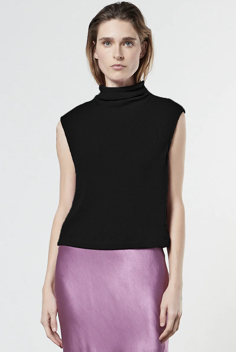 Sleeveless Knit Turtleneck Top - Black by Enza Costa | 25 South Boutiques