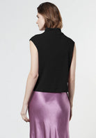Sleeveless Knit Turtleneck Top - Black by Enza Costa — alternate view