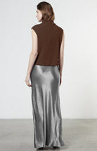 Sleeveless Knit Turtleneck Top - Saddle Brown by Enza Costa — view 3