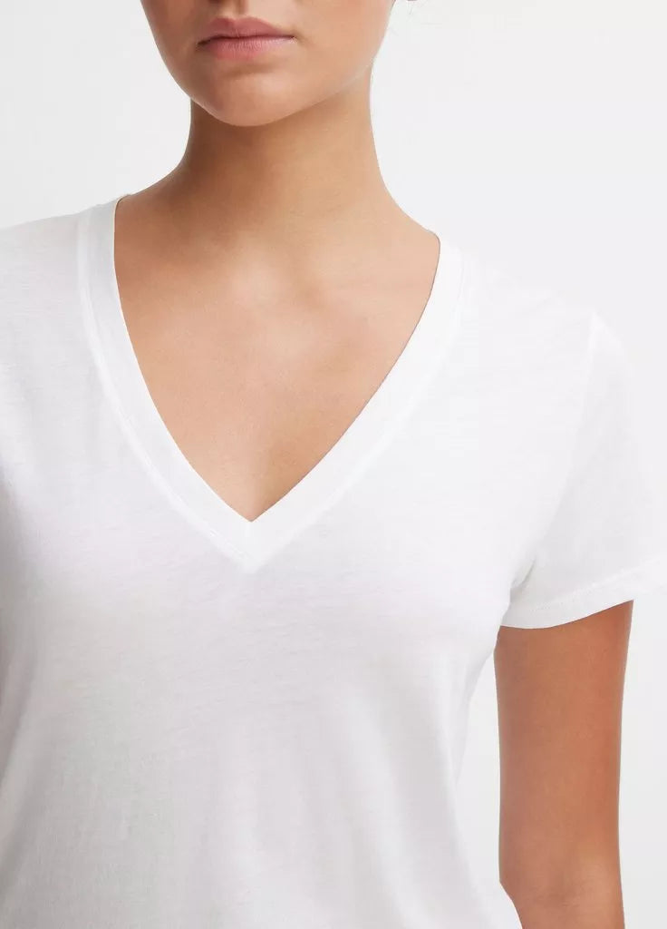 Essential Pima Cotton V-Neck T-Shirt - Optic White by Vince — alternate view